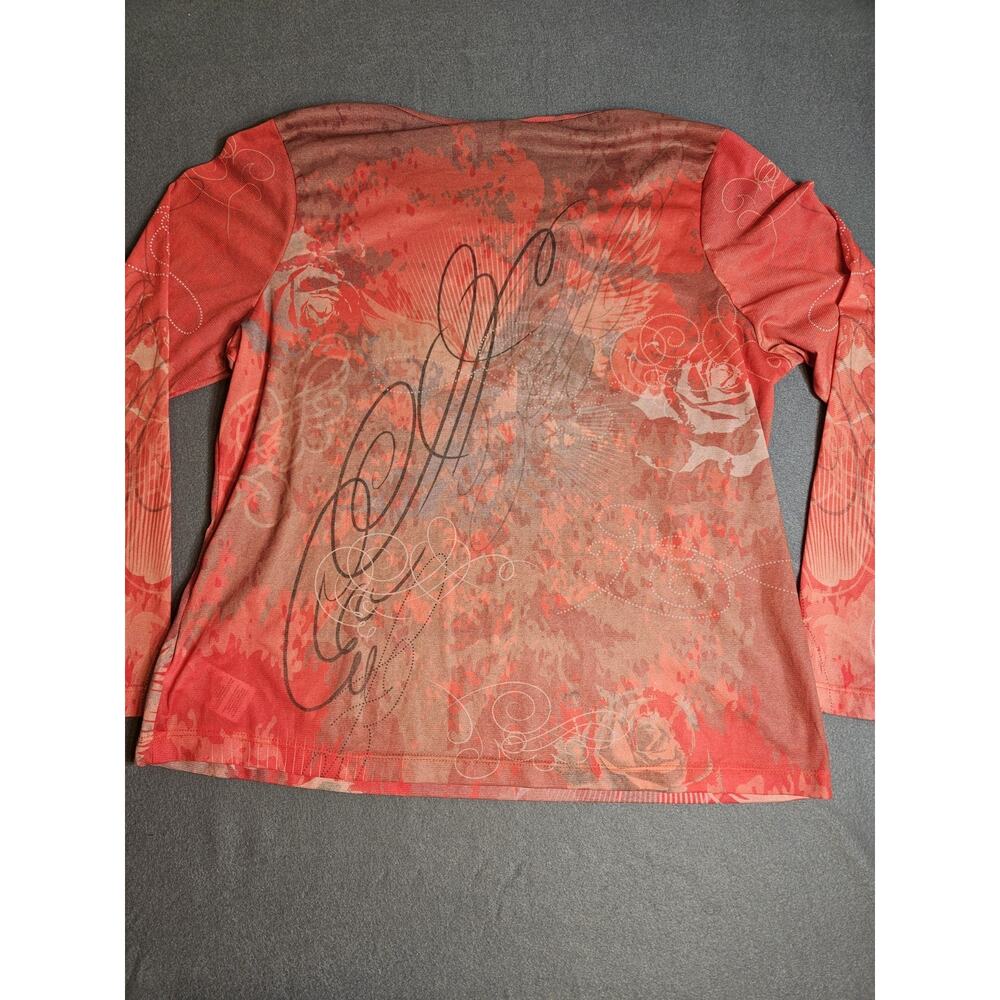 VTG Harley Davidson Top Womens 1W Velvet Studded Mesh USA Made Y2K Biker - Picture 7 of 8